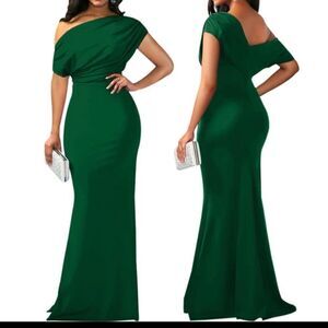 Elegant Sleeveless Off Shoulder Bodycon Long Formal Party Evening Dress